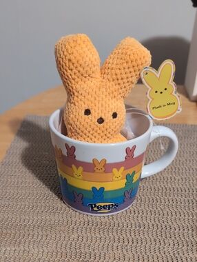 Peeps Orange Bunny Rainbow Mug with Plush New